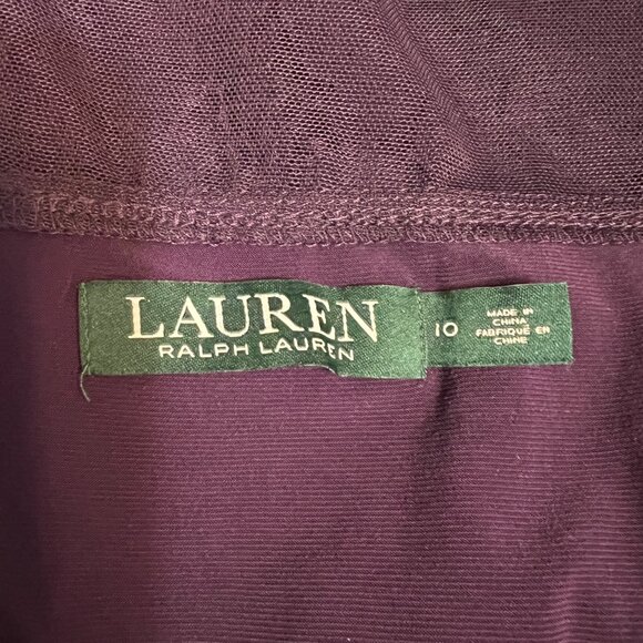 Lauren Ralph Lauren Women's Sheath Dress Lace Purple Size 10 Cap Sleeve V-Neck - Picture 5 of 11
